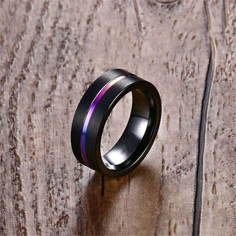 Bold Purple Fashion Ring with Geometric Design - 7