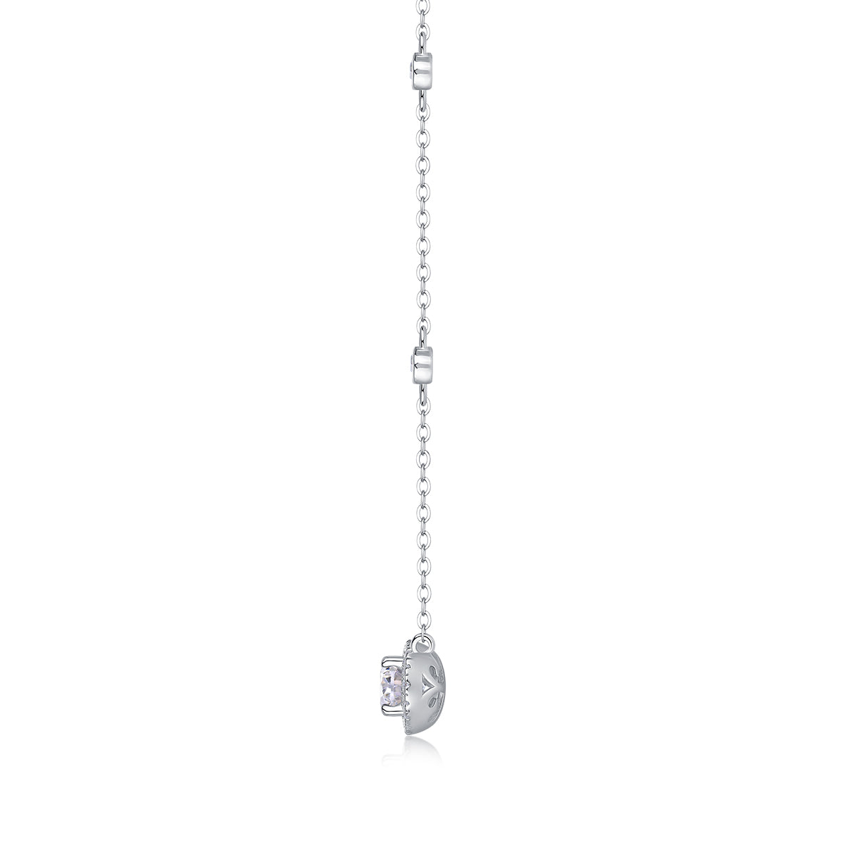 Egg-Shaped Moissanite Pendant Necklace in S925 Sterling Silver with Platinum Plating