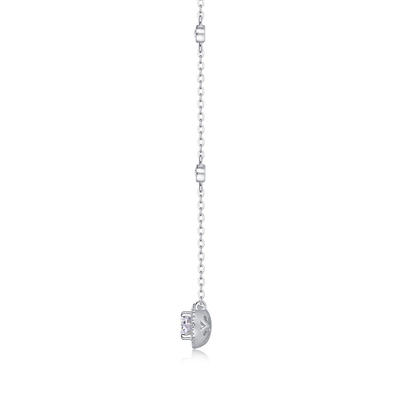Egg-Shaped Moissanite Pendant Necklace in S925 Sterling Silver with Platinum Plating - 1
