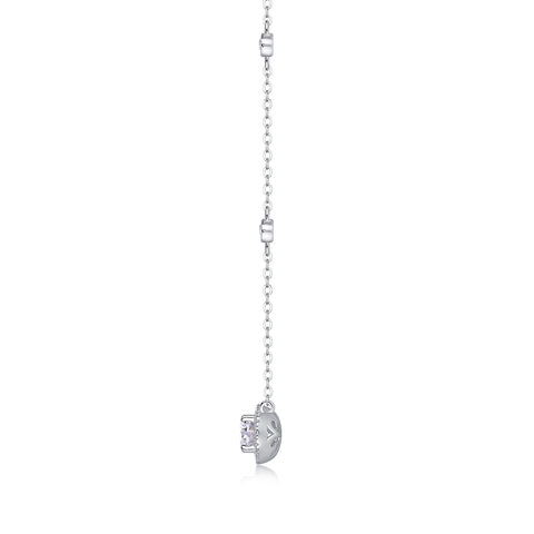 Egg-Shaped Moissanite Pendant Necklace in S925 Sterling Silver with Platinum Plating
