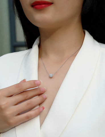 1Meet At This Moment Moissanite Pendant Set in S925 Sterling Silver with Platinum Plating