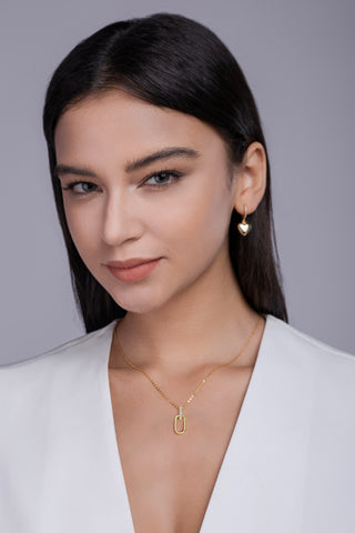 S925 Sterling Silver Moissanite Necklace Pendant Set with Gold Plating - Modern Geometric Design