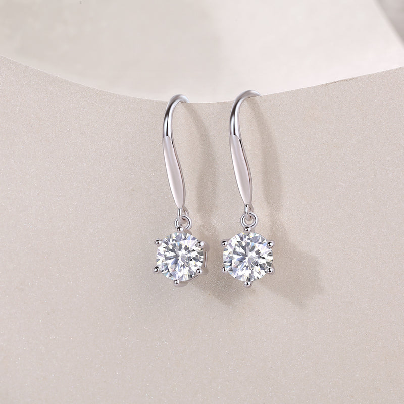 1 Carat Moissanite Dangle Earrings in S925 Silver Elegant Drop Jewelry - 4