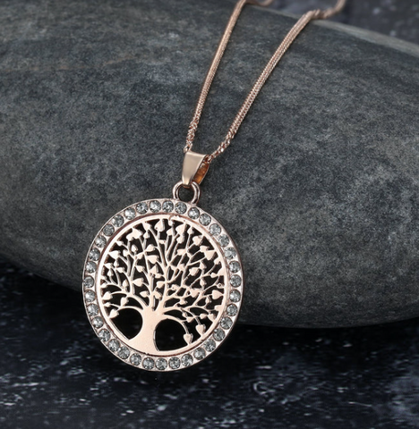 Celtic Tree of Life Pendant Necklace with Cubic Zirconia for Women