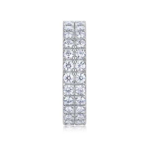 Multi-Row Moissanite S925 Silver Ring Elegant Luxury Jewelry