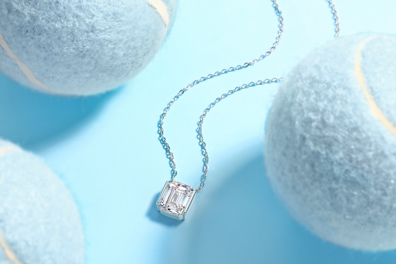 S925 Sterling Silver Octagonal Moissanite Pendant Necklace 9x11mm Elegant Fine Jewelry - 4