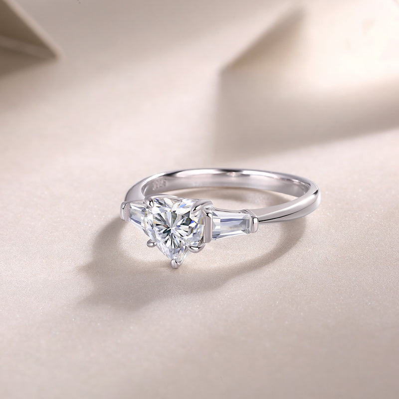 Heart-Shaped Moissanite Silver Ring S925 Luxury Fine Jewelry - 3