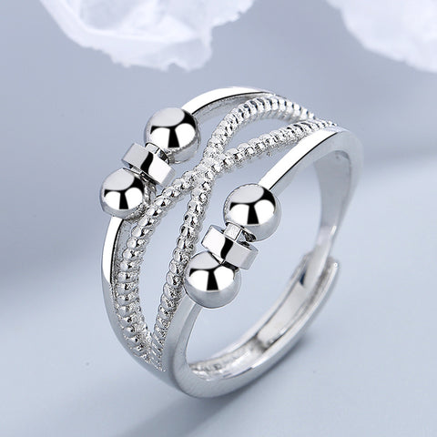 Adjustable Double-Layer Open Design Copper Ring for Women