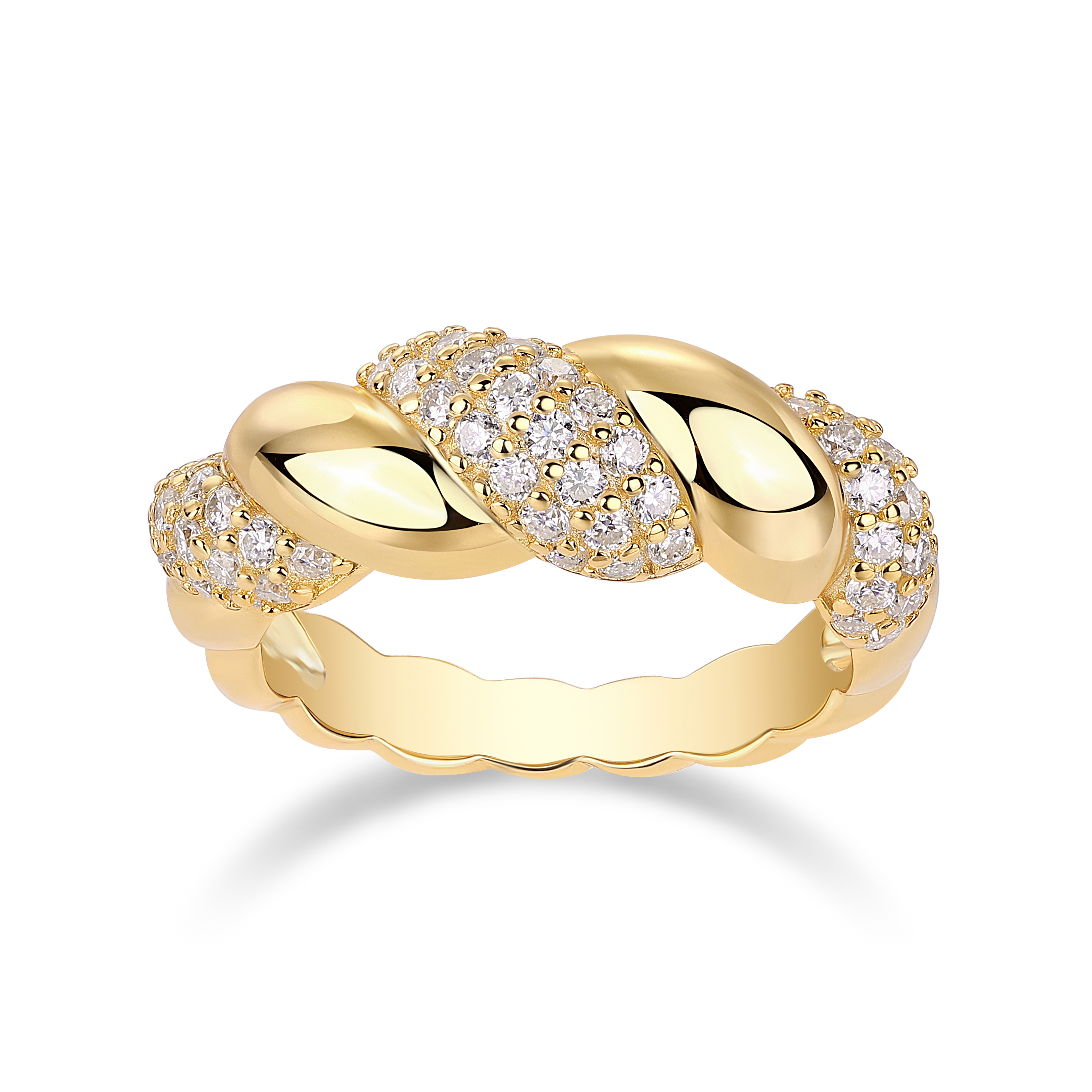 S925 Sterling Silver Gold-Plated Moissanite Ring Fashion Jewelry Accessory