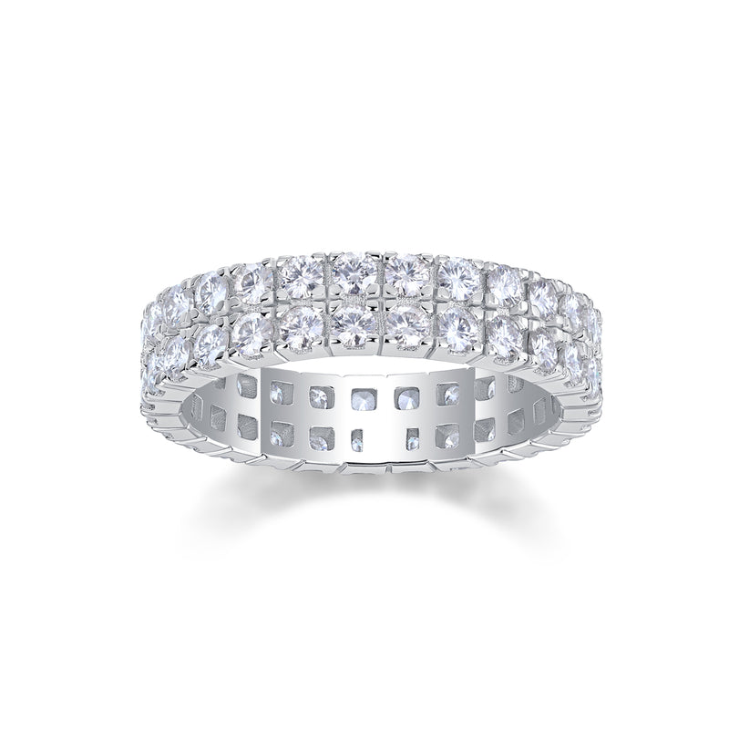 Multi-Row Moissanite S925 Silver Ring Elegant Luxury Jewelry - 1