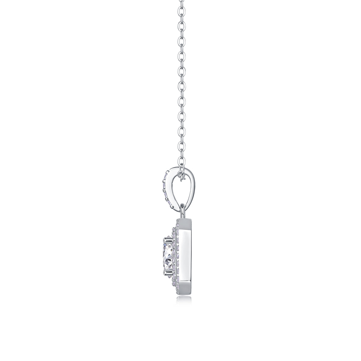1-Carat Moissanite Pendant Necklace in S925 Sterling Silver with Platinum Plating