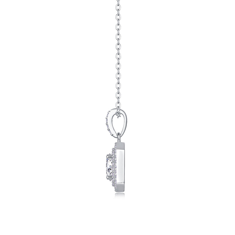1-Carat Moissanite Pendant Necklace in S925 Sterling Silver with Platinum Plating - 1