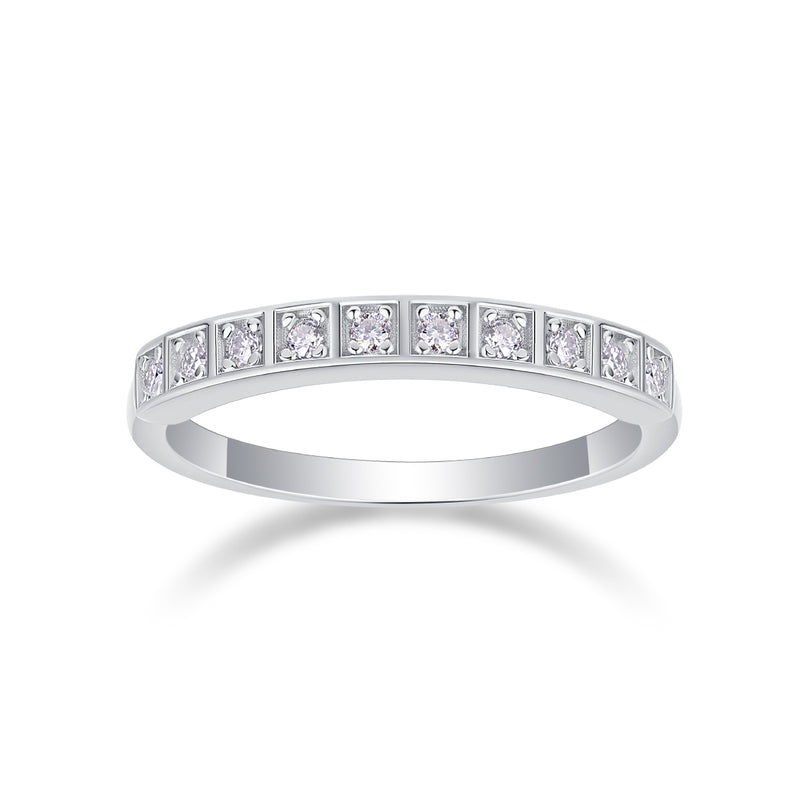 S925 Silver Moissanite Ring Modern Elegant Slim Band - 5