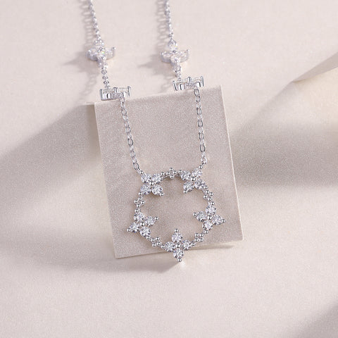 1Iris Moissanite Pendant Necklace Set in S925 Sterling Silver with Platinum Plating
