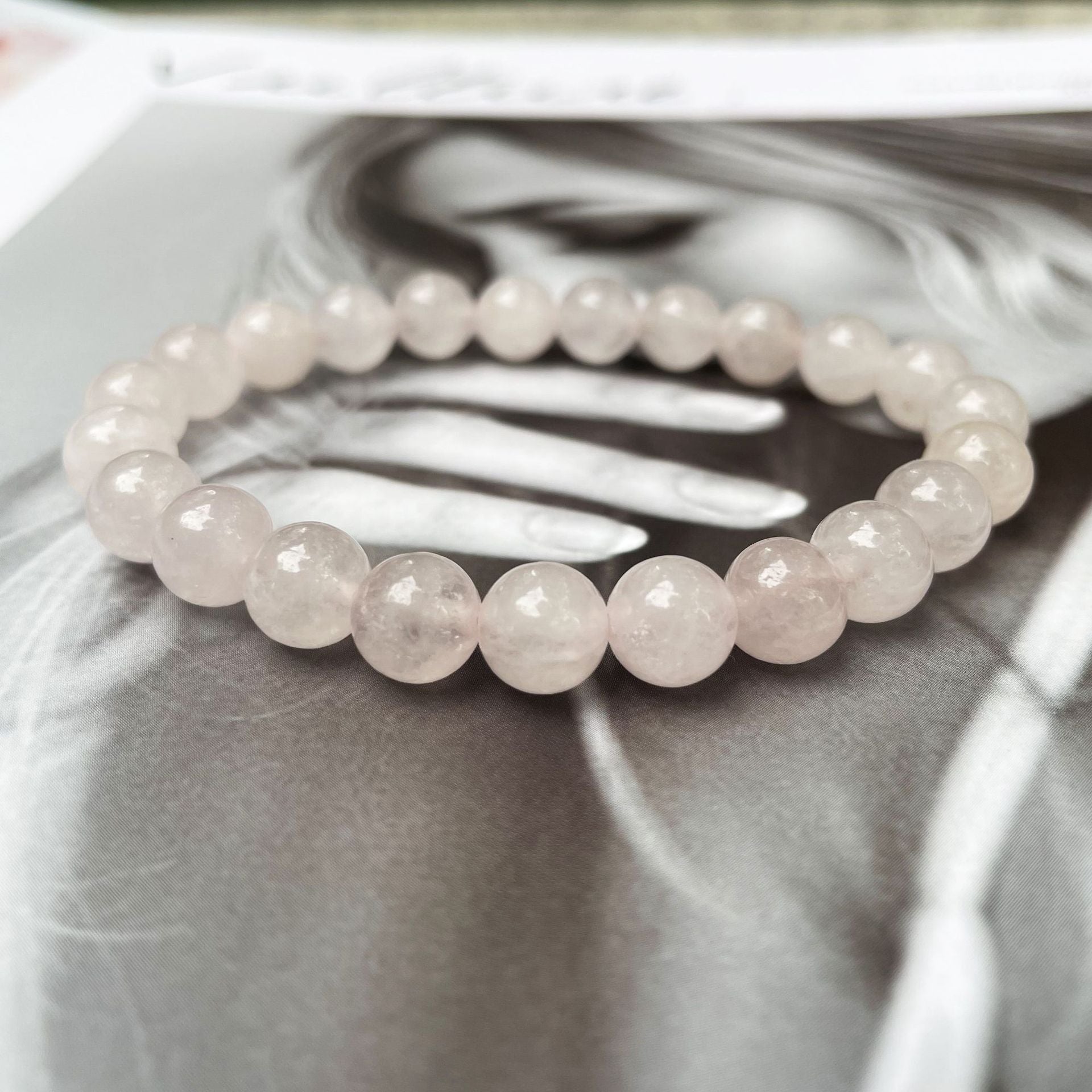Minimalist Rose Stone Beaded Bracelet for Women