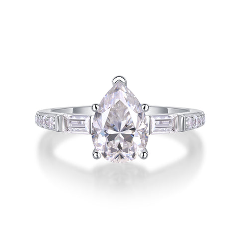 Pear-Shaped Moissanite S925 Silver Ring Modern Elegant Fashion Jewelry