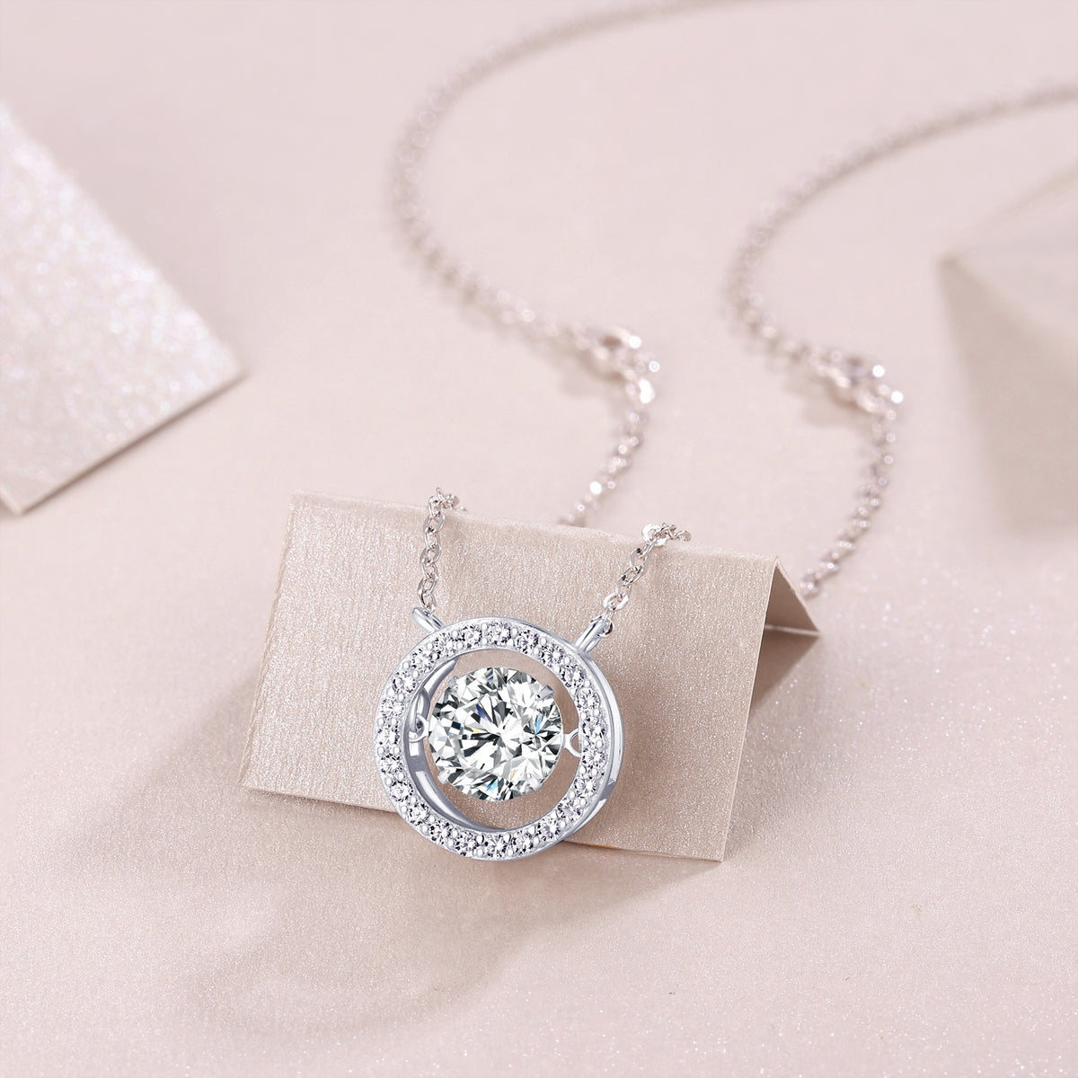 1Carat Moissanite Pendant Necklace in S925 Sterling Silver with Platinum-Plated Accent