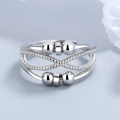 Adjustable Double-Layer Open Design Copper Ring for Women