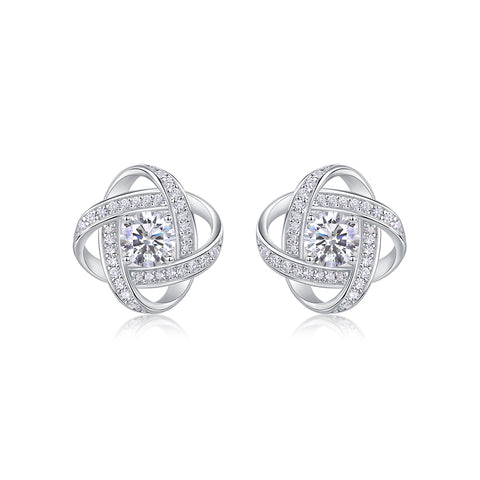 1Hope Beam S925 Sterling Silver Moissanite Stud Earrings Elegant Fashion Jewelry