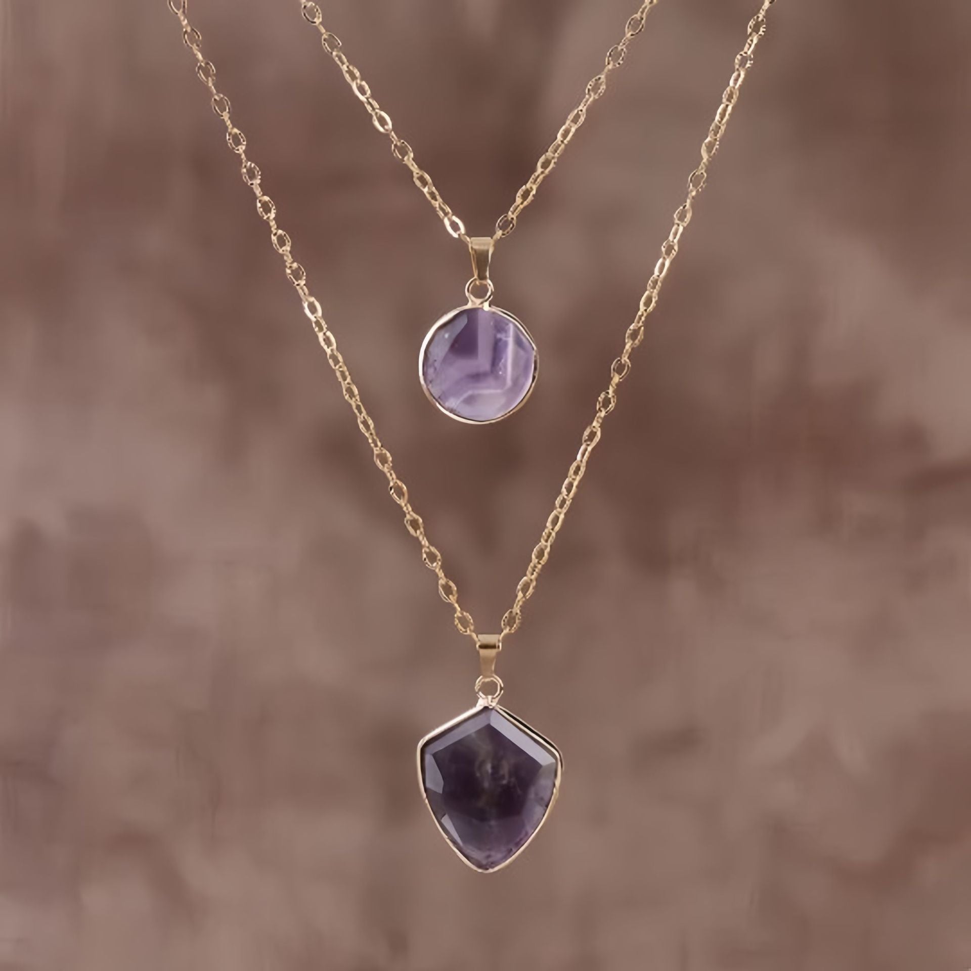 Moonstone Double Chain Pendant Necklace for Valentine's Day