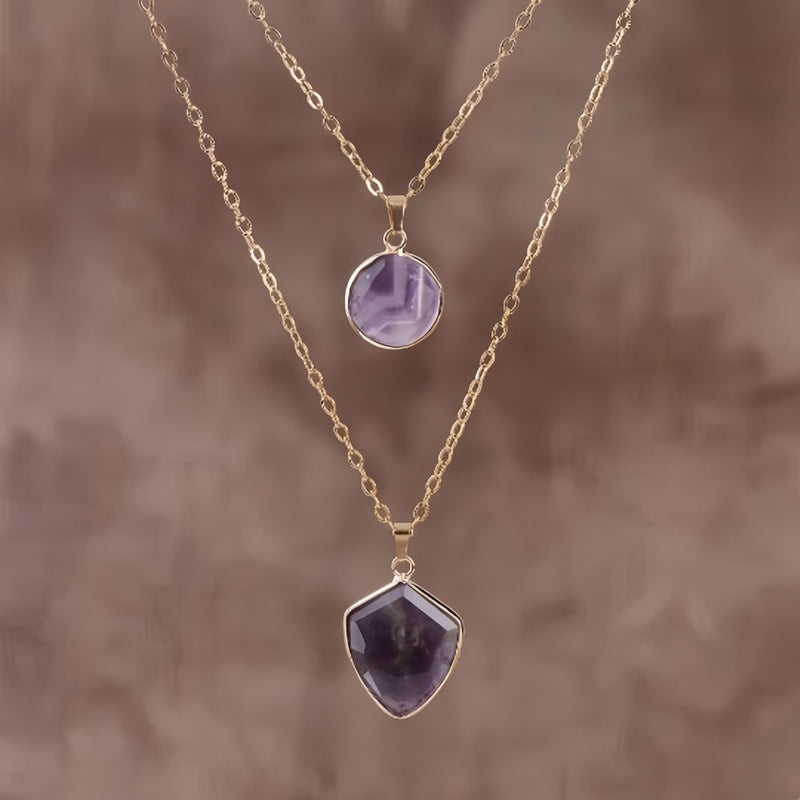 Moonstone Double Chain Pendant Necklace for Valentine's Day - 4
