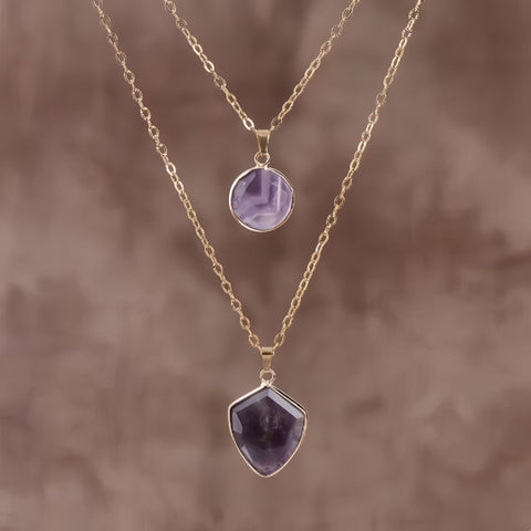 Moonstone Double Chain Pendant Necklace for Valentine's Day