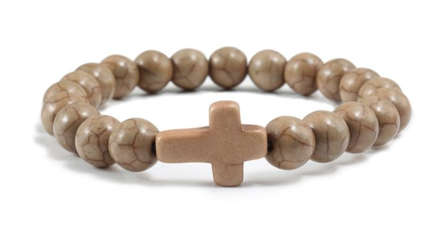 Blue Turquoise Cross Beaded Bracelet