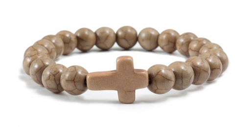Blue Turquoise Cross Beaded Bracelet