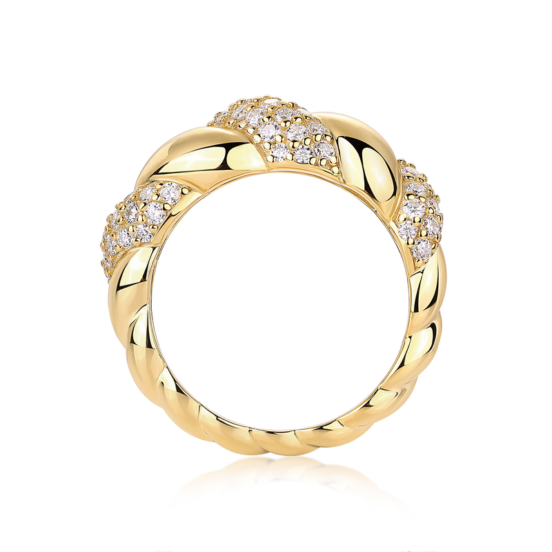 S925 Sterling Silver Gold-Plated Moissanite Ring Modern Elegant Fashion Jewelry - 1