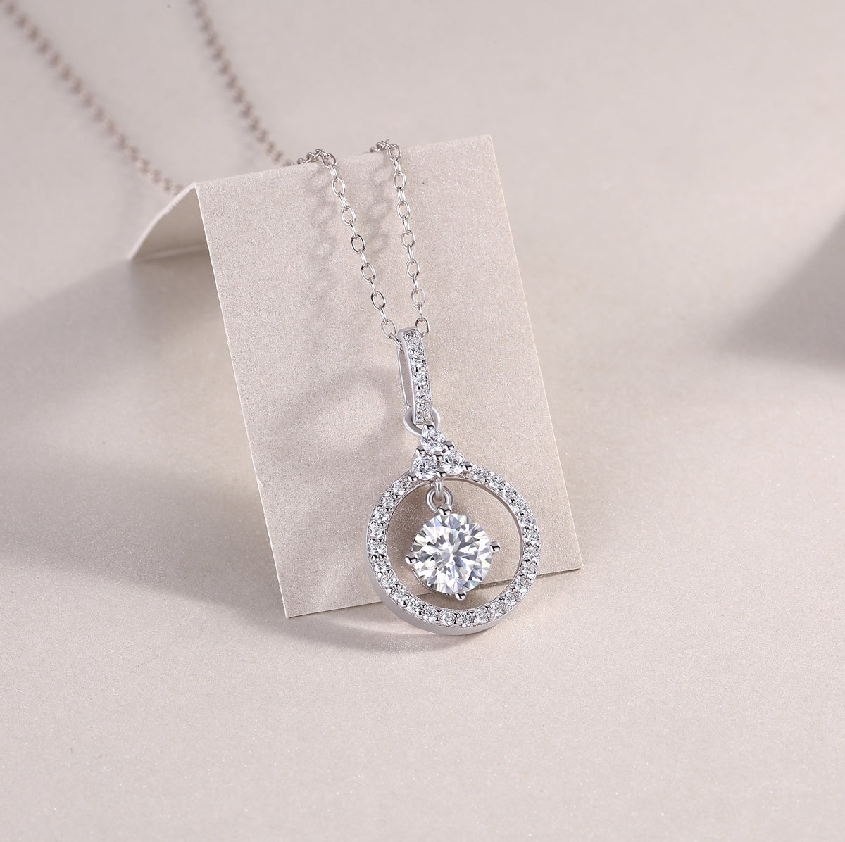 1Love 1-Carat Moissanite Pendant Necklace in S925 Sterling Silver with Platinum Plating - Modern & Elegant