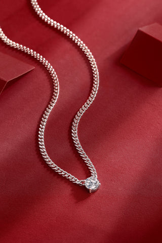 S925 Silver Cuban Necklace with 1 Carat Moissanite Pendant Luxury Fashion Jewelry