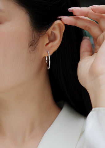 Modern Star Moissanite Earrings in S925 Sterling Silver Elegant Hoop Design