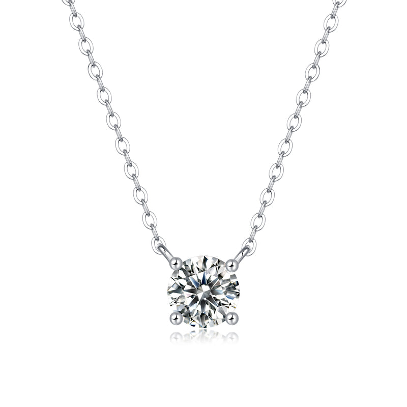 Affordable S925 Sterling Silver Necklace Pendant Set with 1-Carat and 2-Carat Moissanite Diamonds - 3