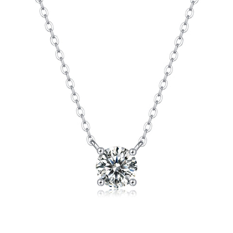 Affordable S925 Sterling Silver Necklace Pendant Set with 1-Carat and 2-Carat Moissanite Diamonds