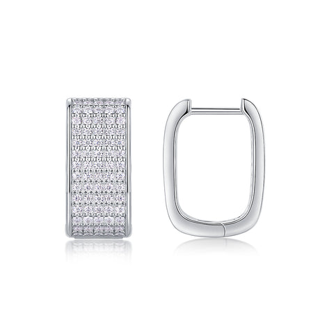 Luxury Moissanite Stud Earrings in S925 Silver Elegant Square Hoop Design