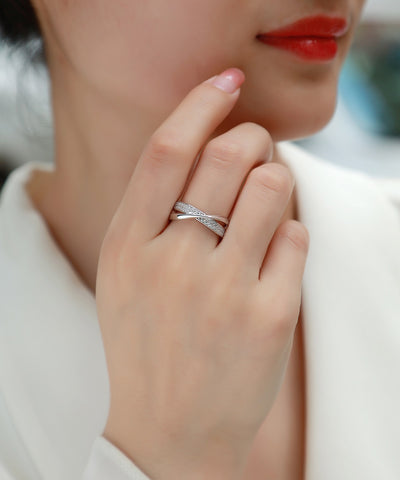 S925 Silver Moissanite Wrap Around Ring Luxury Fashion Jewelry