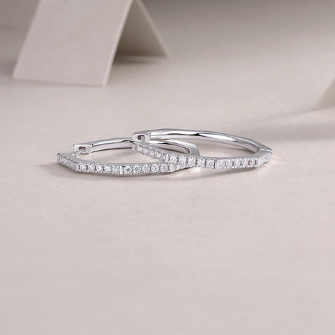 Modern Star Moissanite Earrings in S925 Sterling Silver Elegant Hoop Design