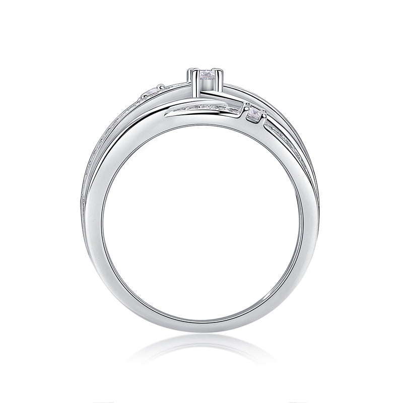 S925 Silver Moissanite Star Ring Modern Layered Band Fine Jewelry - 5