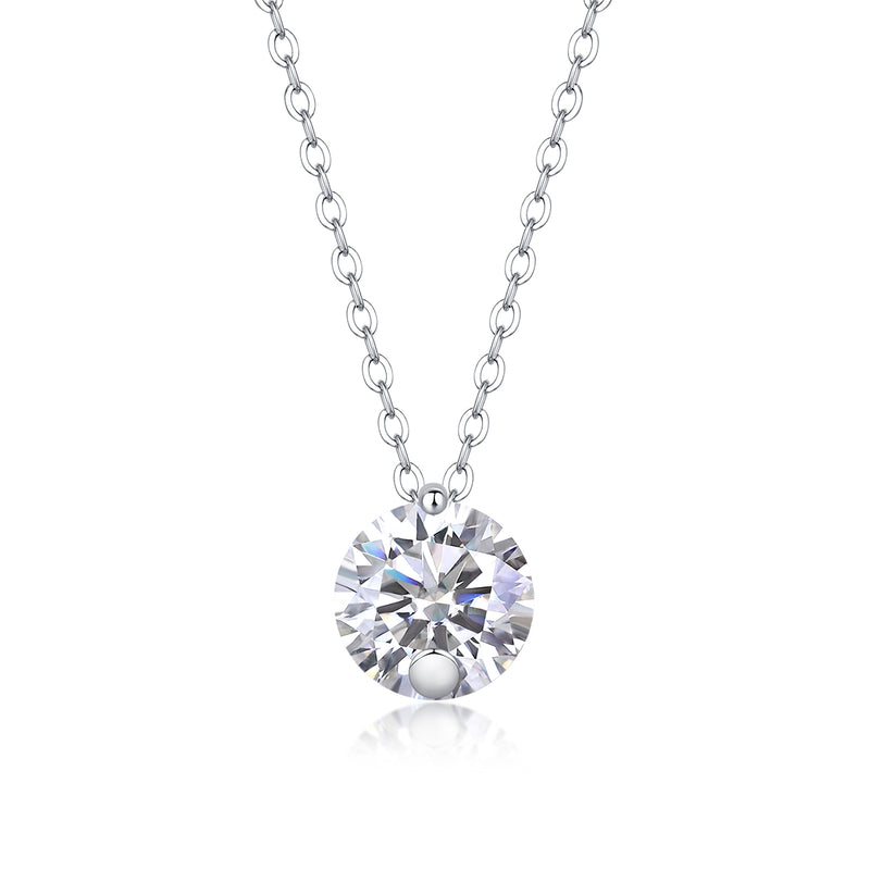 2-Carat Moissanite Pendant Necklace in S925 Sterling Silver with Platinum Plating - Modern & Elegant - 2