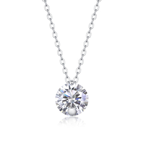 2-Carat Moissanite Pendant Necklace in S925 Sterling Silver with Platinum Plating