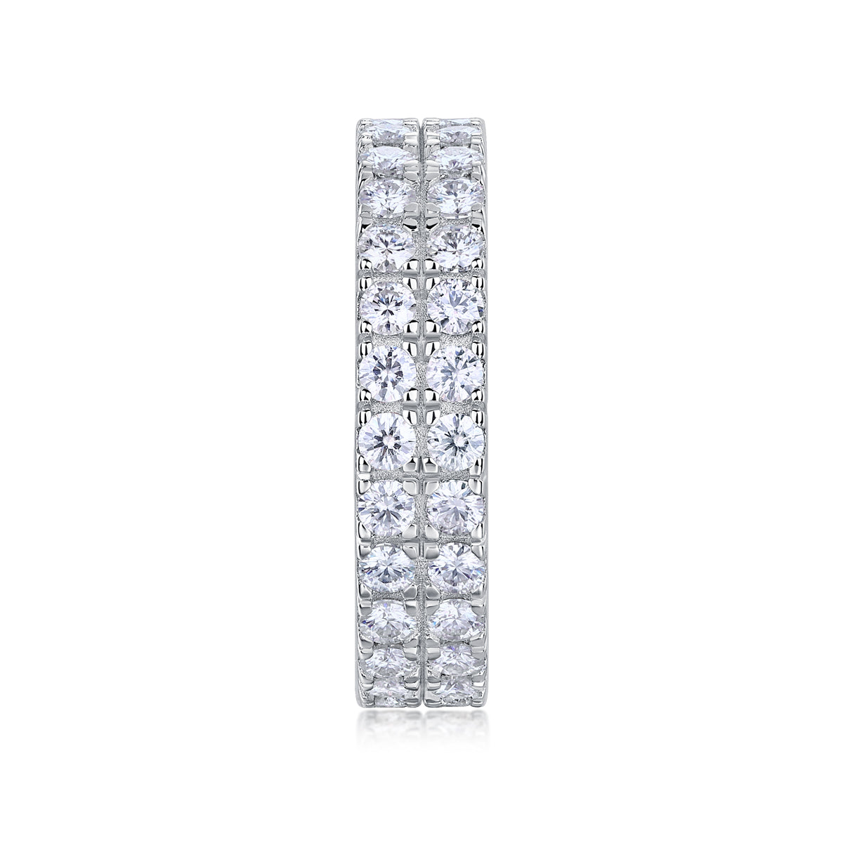 Multi-row Moissanite Silver Ring Luxury Fine Jewelry