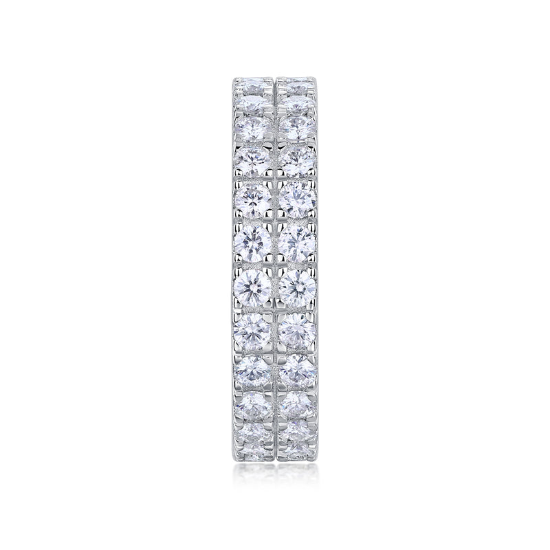 Multi-Row Moissanite S925 Silver Ring Elegant Luxury Jewelry - 3