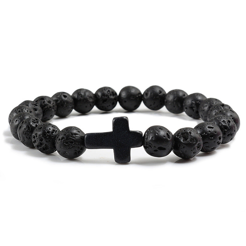 Blue Turquoise Cross Beaded Bracelet