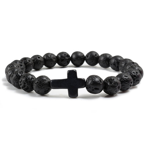 Blue Turquoise Cross Beaded Bracelet