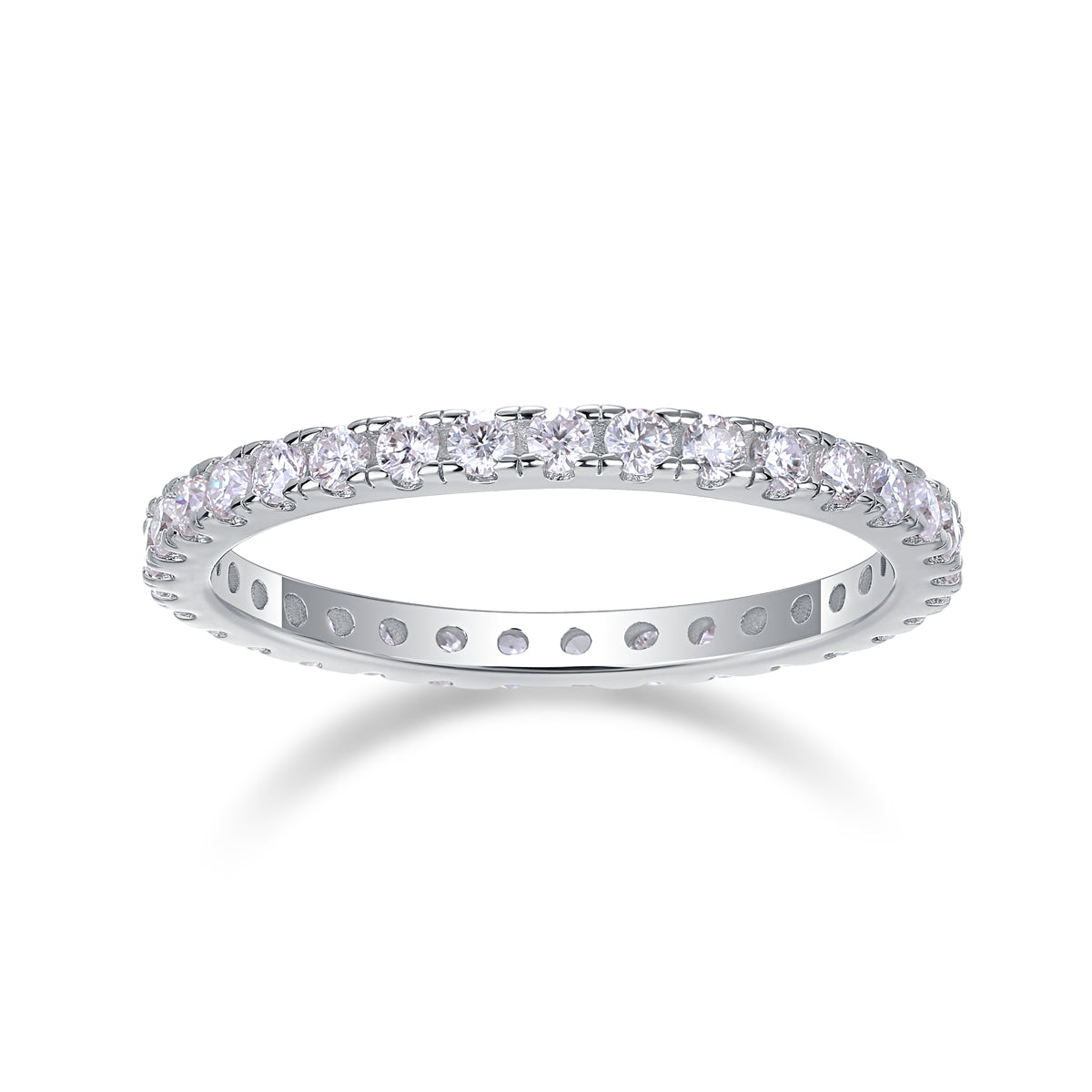 S925 Silver Moissanite Row Diamond Ring Elegant Thin Band