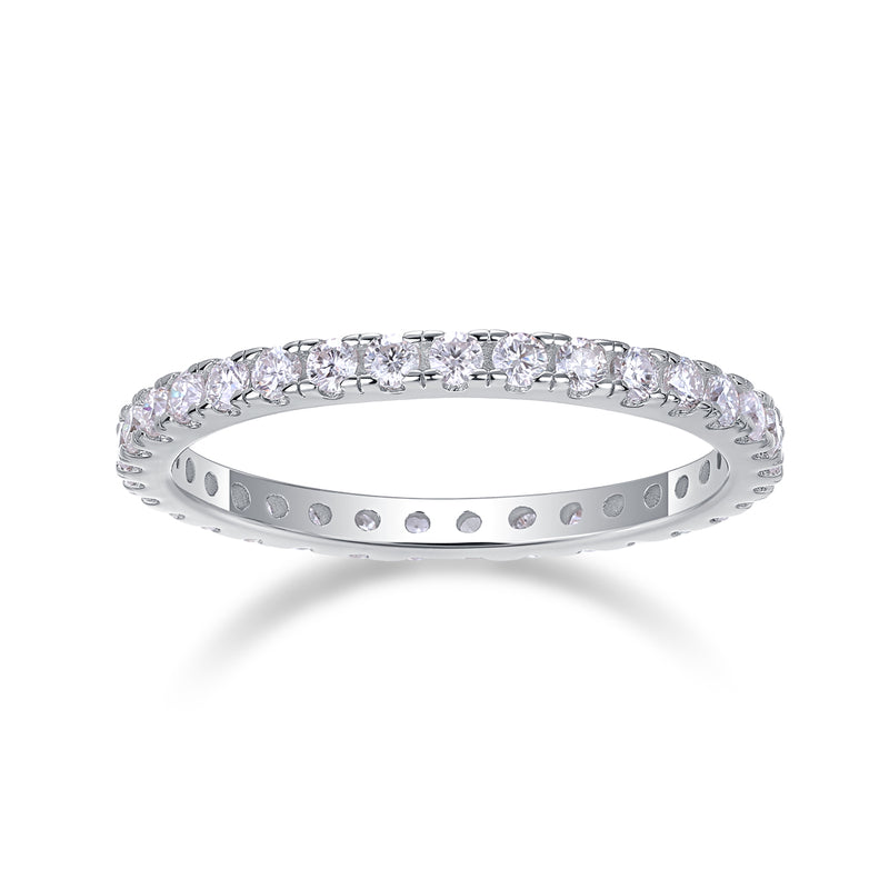 S925 Silver Moissanite Row Ring Elegant Thin Band - 4