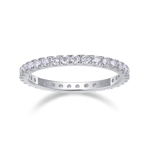 S925 Silver Moissanite Row Diamond Ring Elegant Thin Band