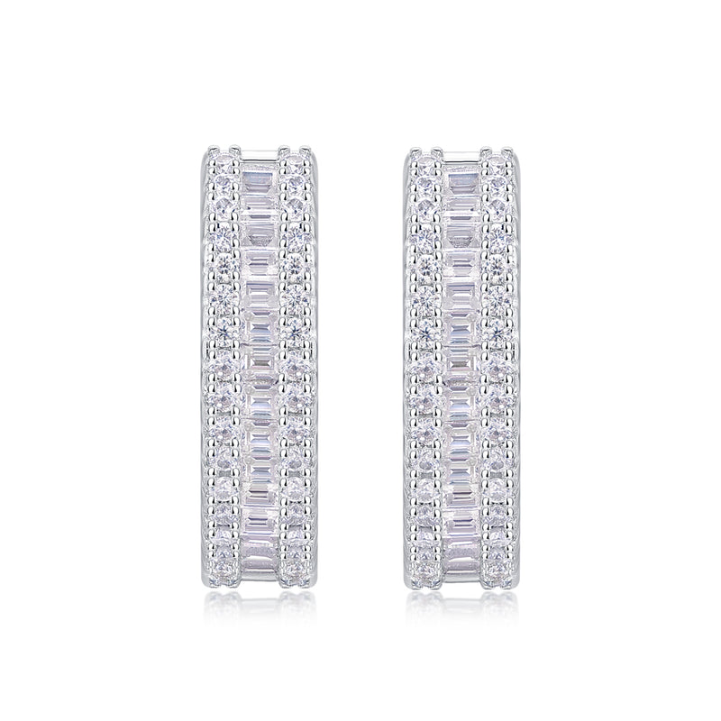 S925 Silver Moissanite Stud Earrings Woven Light Luxury Design - 2