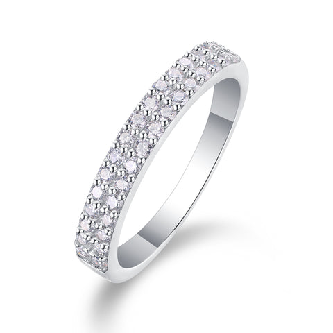 Double Row Moissanite Silver Ring S925 Luxury Fashion Jewelry