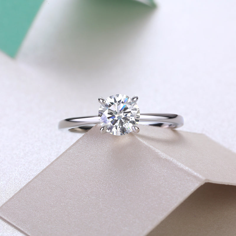 Classic 1 Carat Moissanite Silver Ring Elegant 4 Prong Fine Jewelry - 5
